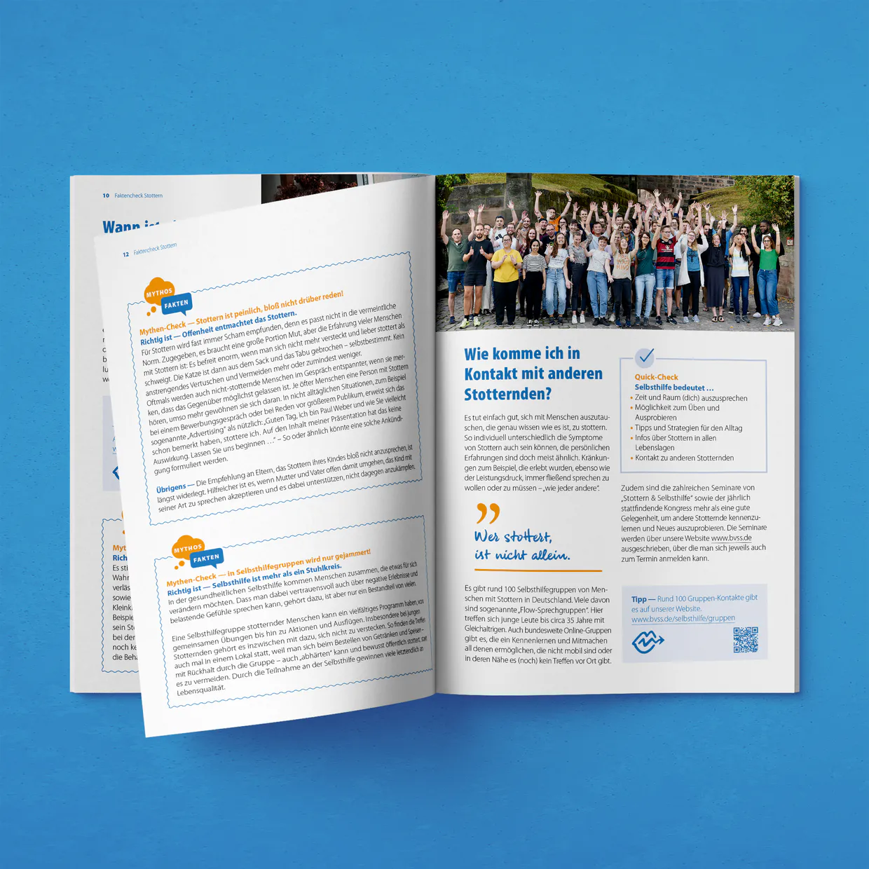 Broschüre „Faktencheck Stottern“ – Gesamtherstellung, Entwurf, Layout, Satz, typografischer Feinausarbeitung, Reinzeichnung und Bildbearbeitung