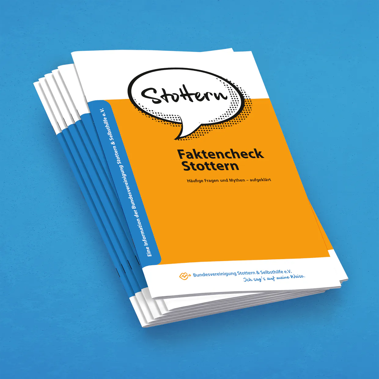 Broschüre „Faktencheck Stottern“ – Gesamtherstellung, Entwurf, Layout, Satz, typografischer Feinausarbeitung, Reinzeichnung und Bildbearbeitung