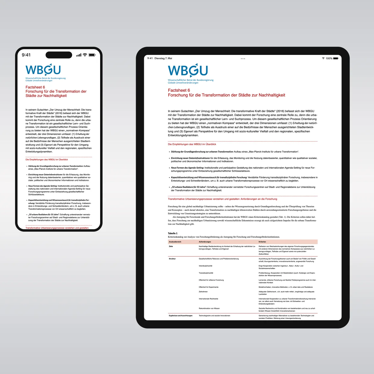 Client: Wernerwerke, WBGU German Advisory Council on Global Change – EPUB creation from InDesign, reflowable e-books, media designer Berlin
