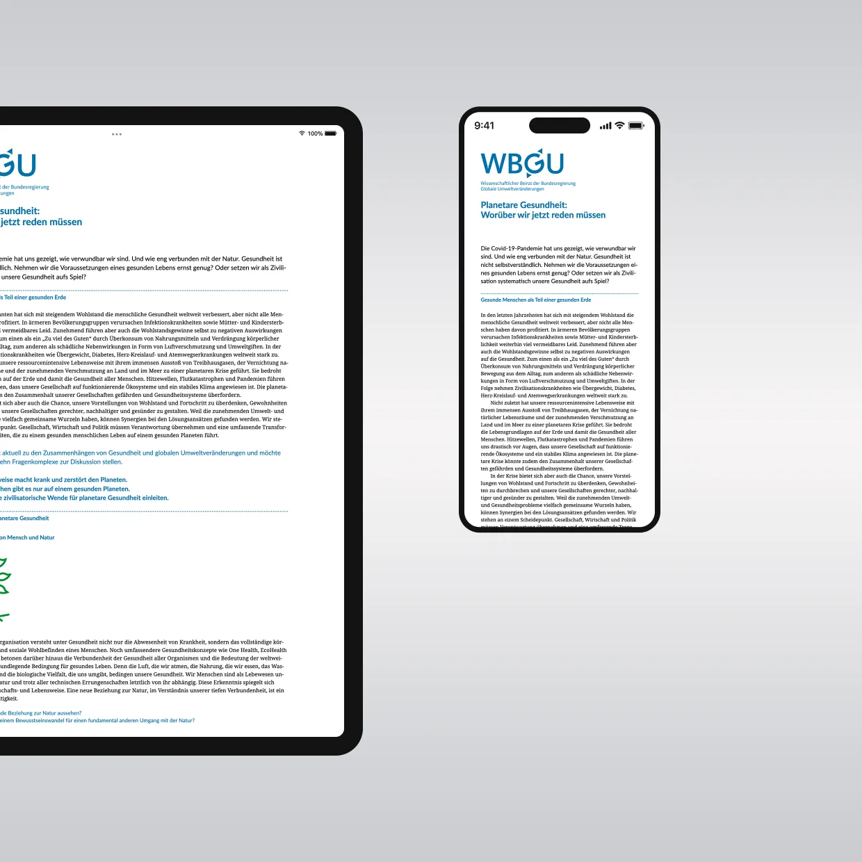 Client: Wernerwerke, WBGU German Advisory Council on Global Change – EPUB creation from InDesign, reflowable e-books, media designer Berlin