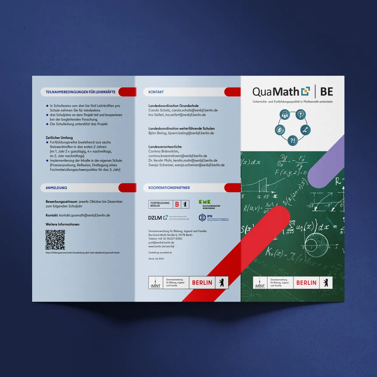 Media design, typesetting, layout and prepress artwork in Berlin: flyer – Berlin State Institute for Qualification and Quality Development in Schools (BLiQ)