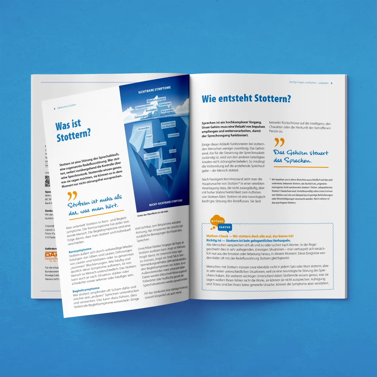 Bundesvereinigung Stottern & Selbsthilfe e.V., Broschüre – Entwurf, Layout, Satz, Reinzeichnung und Bildbearbeitung, Mediengestalter Berlin
